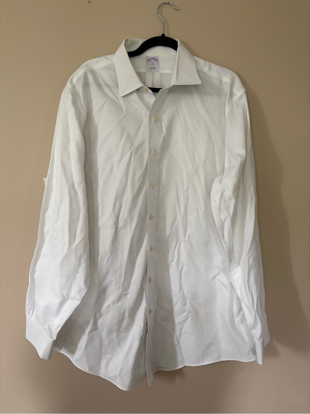 Brooks Brothers SLIM FIT Non Iron Cotton Spread Collar White Button Down 17 1/2